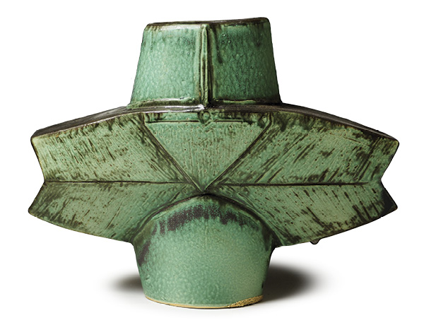 Dan Ingersoll's Variation #4, 16 in. (40.6 cm) in height. Mid-range stoneware, cone-10 glaze fired to cone 6. (I do not consider the glaze food safe as it is technically underfired).