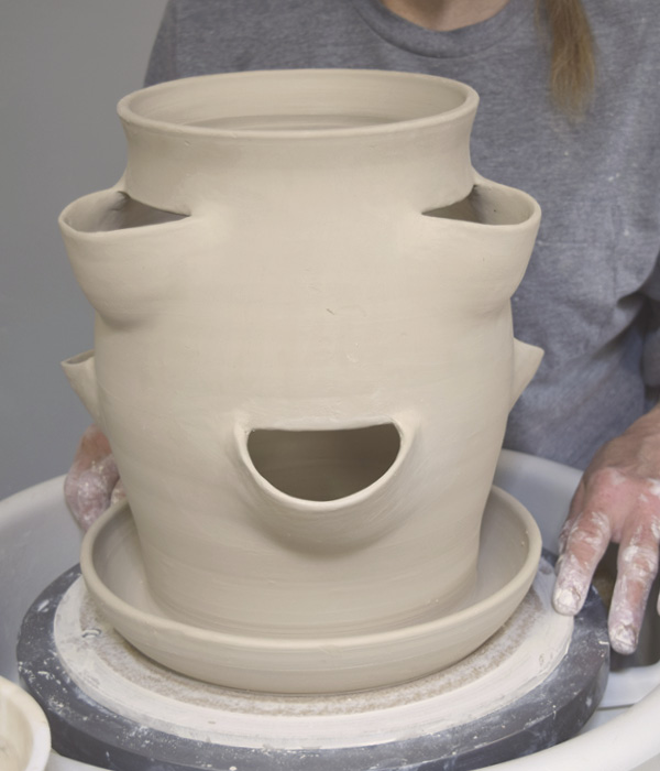 17 Finished pocket planter, ready to dry slowly before bisque firing.
