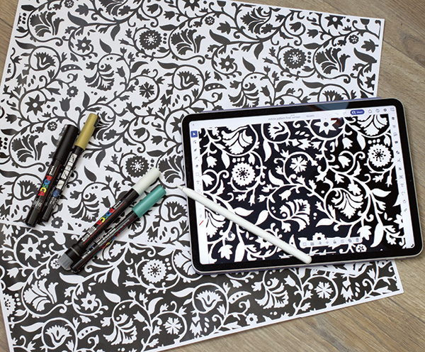 1 Create a black-and-white pattern with any computer design program and print it with a black-and-white laser printer.