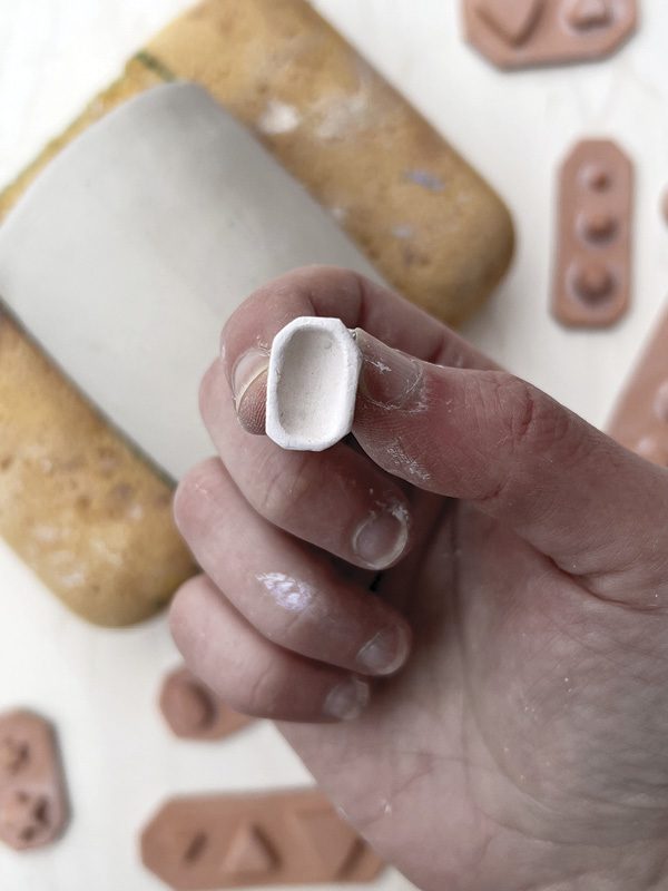 1 Bisque-fired sprig molds are durable and porous, allowing the clay to release.
