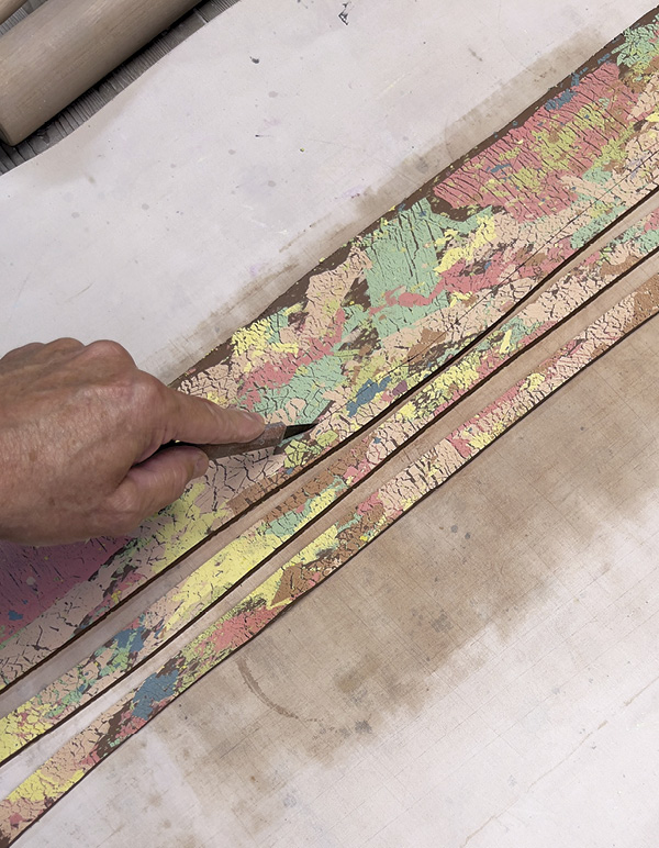 8 Cut 2–3 strips at a time. Keep under plastic while working on the mold.