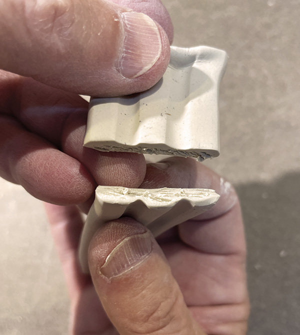 A5 The cut handle with its angled edges before it’s reattached.