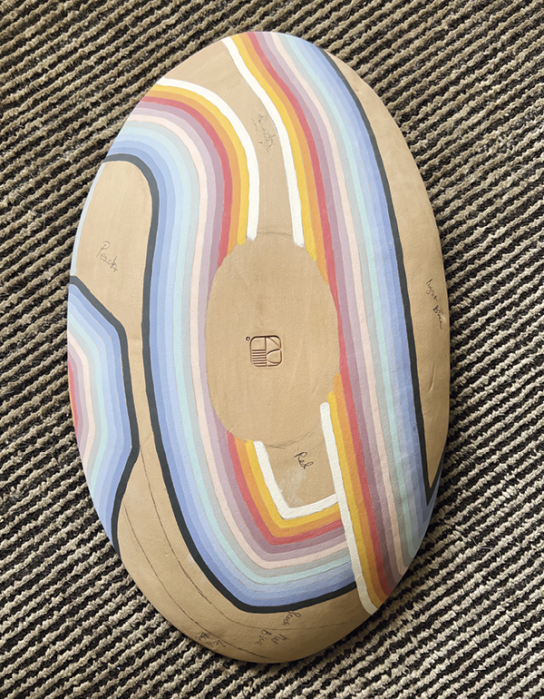 11 Platter with finished underglaze lines on the bottom side.