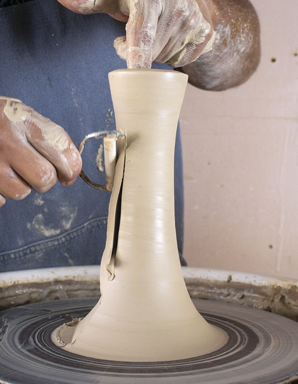 2 Make facet cuts starting from the bottom of the stem and moving upward.
