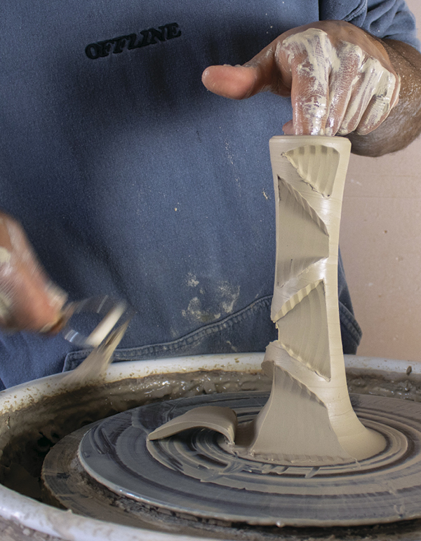 3 As you move up, start new cuts at a diagonal, then repeat the process to the top.