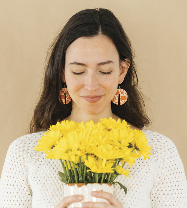 5 A selection of Catie Miller’s handmade earrings and a look at her marketing images. Photo: Studio Freshly.