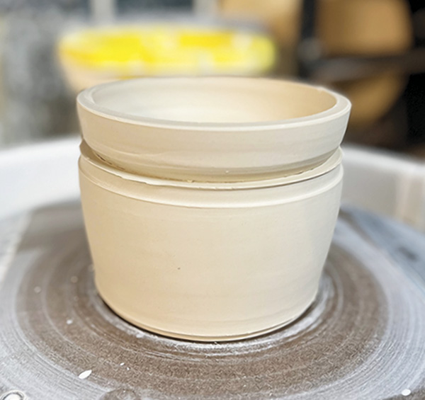 8 Invert the top onto the bottom, then trim inside rim of the lid to fit the bottom.