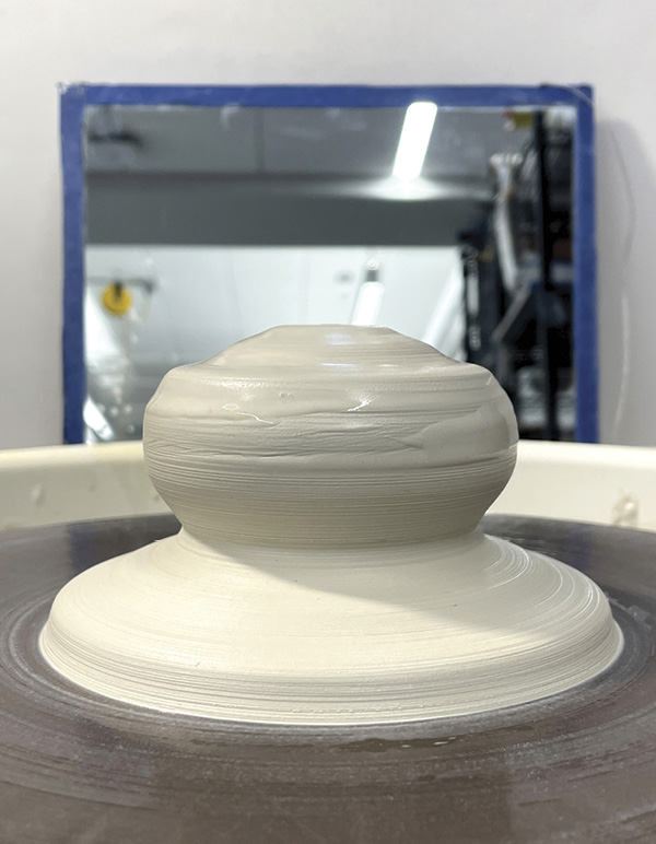 1 Center clay so that you have extra clay at the base for the skirt of your pour-over.