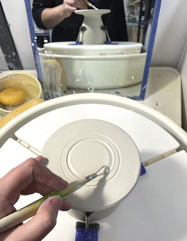4 Mark your foot ring and begin to trim, but don’t trim too much from the center.
