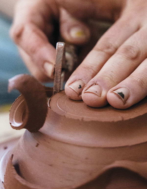 5 Cut in to the base to define the outer edge of the foot.
