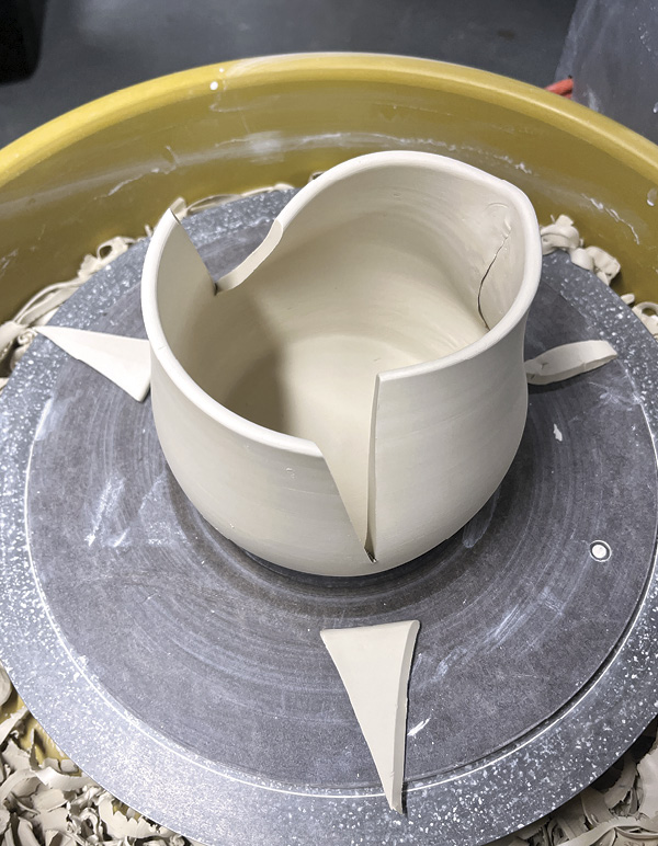 2 Cutting and removing the darts will take the pot out of its symmetrical shape.