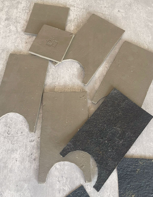 1 Cut six wall pieces using pre-made templates. Bevel the edges on each piece.