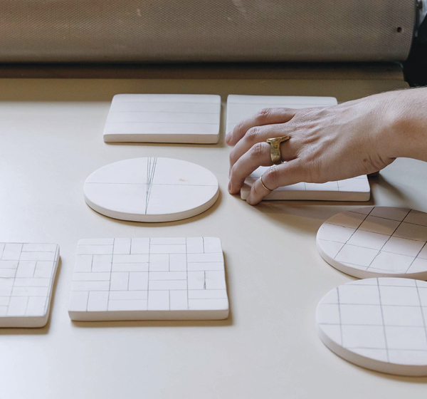 3 Sketch patterns onto each coaster.