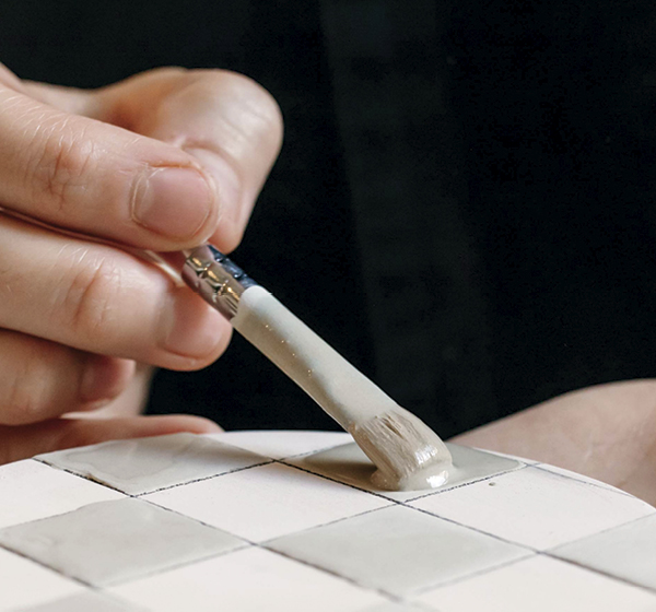 5 Be sure to apply several even coats of glaze with a brush.