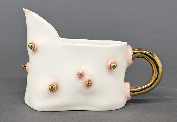 Matthew Dercole’s Face Creamer, (back side), 6.25 in. (15.9 cm), low-fire clay, underglaze, glaze, luster, 2024.
