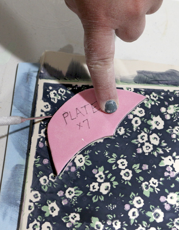 2 Place the template on a printed slab, then cut it out with an X-Acto knife.