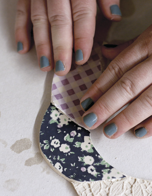 4 Apply slip then overlay the seams so they all sit on the same level.