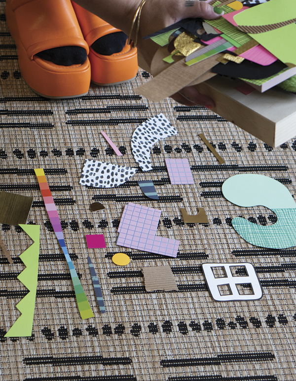 1 Create paper cutouts and drawings to use with one another in a collage.