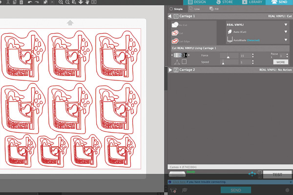 9 Send the finished file to Silhouette Studio and “print” or “cut” the stencils on vinyl sheets.
