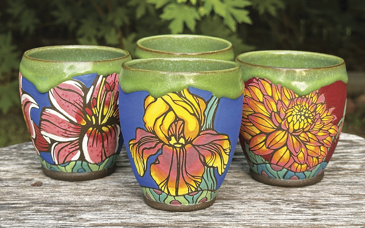 Ellen Duvall's Stargazer, Iris, Dahlia.