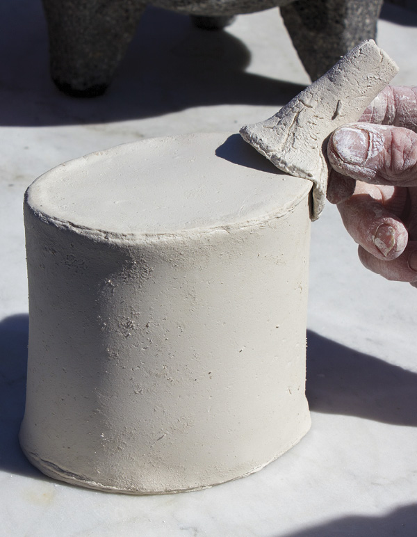 5 Use the teapot body to check spout proportions and placement, then attach.