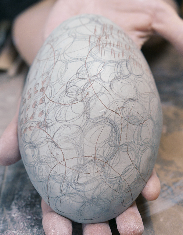 6 The end result shows a surface of layered values and marks.