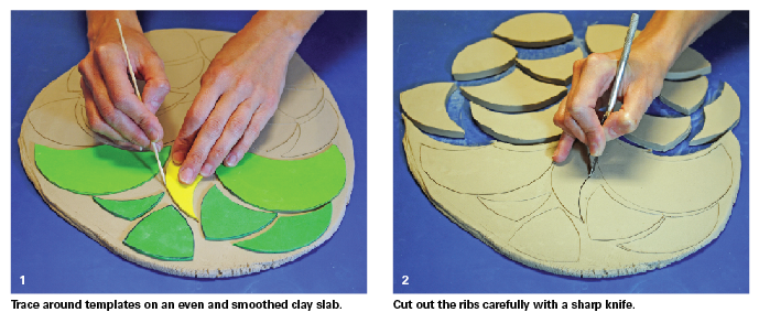 Making clay ribs, steps 1 -2.