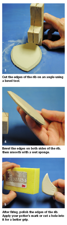 Making clay ribs, steps 3-5.