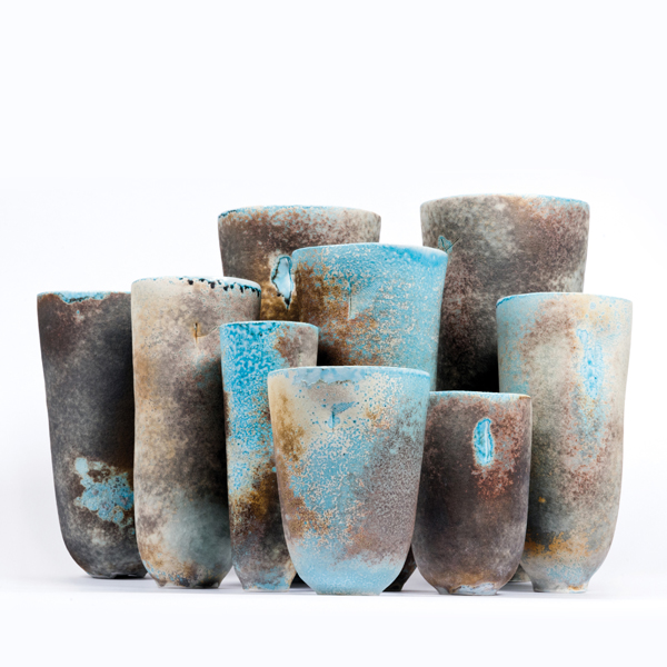 1 Jack Doherty’s Harbouring Vessels, up to 19¾ in. (50 cm) in height, porcelain, 2015. Photo: Rebecca Peters. 