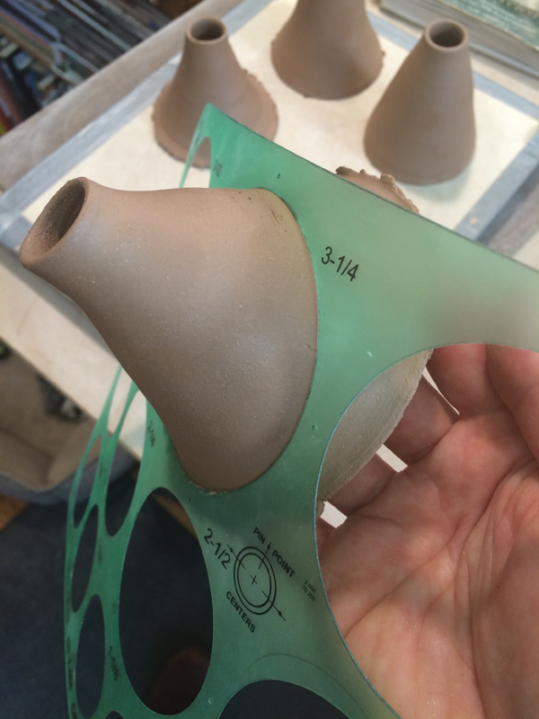 3 Use the circle template to determine what angle the spout will need to be cut at. 