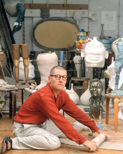 Lucero working in his studio.