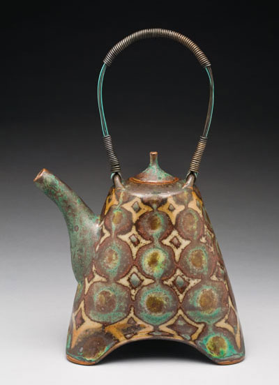 Oval teapot, 10 in. (25 cm) in height, stoneware, fired to cone 10 in reduction, 2009.