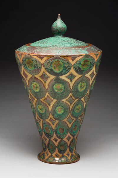 Canister, 18 in. (46 cm) in height, stoneware, fired to cone 10 in reduction, 2009, by Peter Karner, Hesperus, Colorado. Photos (unless otherwise noted): George Post.
