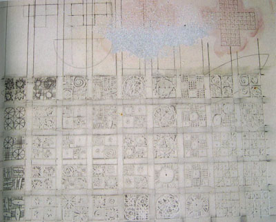 1. The design is drawn onto a smooth plaster block with a pencil and then scratched into the surface with a scalpel.