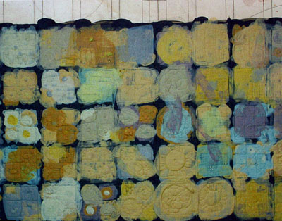 3. Different colored casting slips are hand-painted into different areas. 