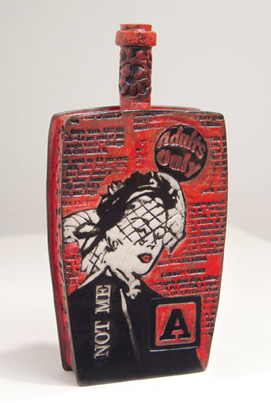 Brand Remover (front view), 7½ (19 cm) in height, porcelain, raku fired, 2010.
