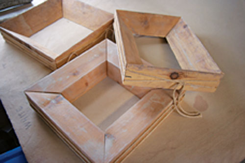 Wooden frames of varying sizes make useful molds.