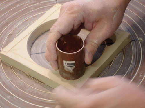 Fig.3 Use lengths of copper tubing, sharpened on one end, to make the ancillary cuts on the footwell.