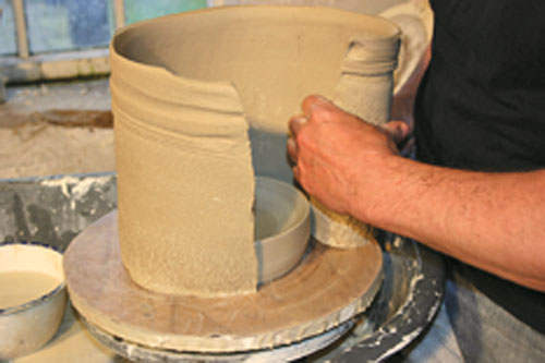 A thrown bowl creates the base of this slab jar.