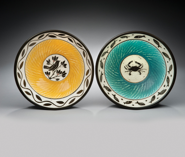 My pieces are finished in a gas-fired salt kiln, which highlights the carving, with a light sheen without the use of glaze.