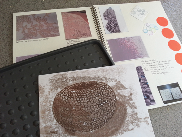 Shoe mat, sketchbook, monotype.
