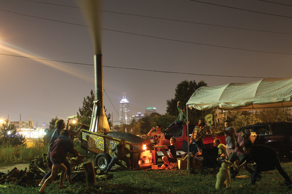 2 Firing the Mobile Anagama at the Fountain Square Clay Center in Indianapolis, Indiana, August 5, 2014.