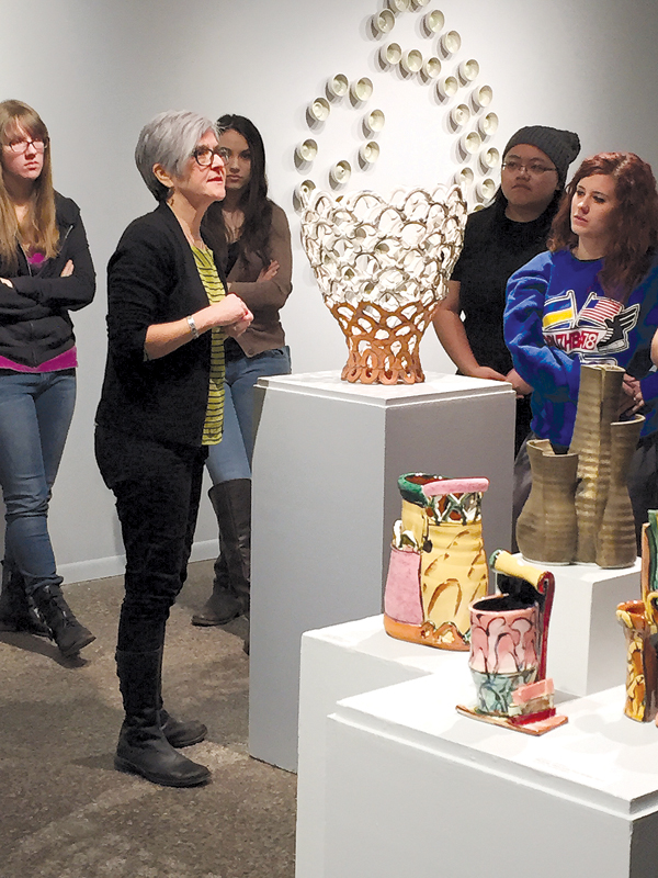 4 Victoria Christen discussing her work with students in the NCC gallery.