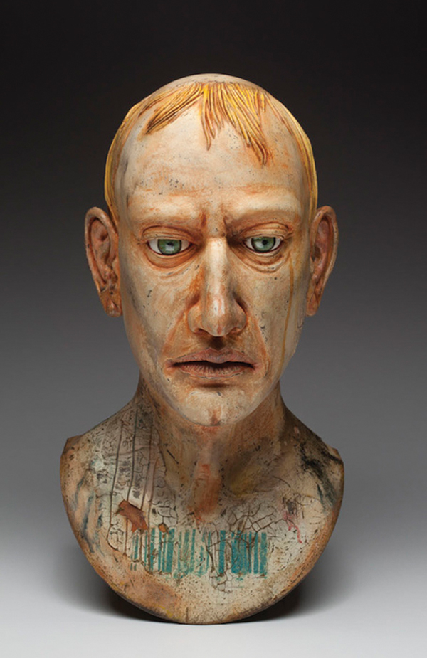13 Ivan Carmona’s Royalty, 22½ in. (57 cm) in height, handbuilt earthenware, engobe, glazes, fired to cone 04, 2014.