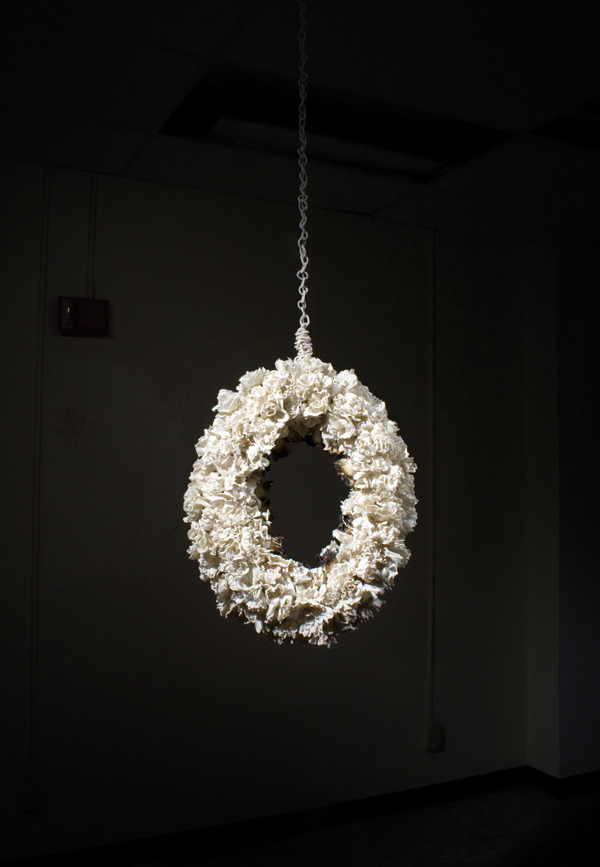 4 Trisha Coates’ Every Moment Always Changing, 23 in. (58 cm) in height, translucent porcelain, oxidation fired to cone 6, 2014.