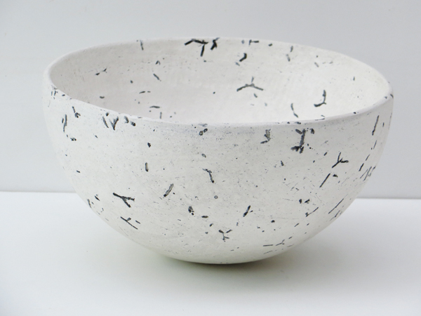 5 Bowl from the Containing Time installation, 5 in. (13 cm) in height, handbuilt double-walled vessels, made of a mixed porcelain and stoneware clay body, burnished, saggar fired to 1940°F (1060°C), 2014.