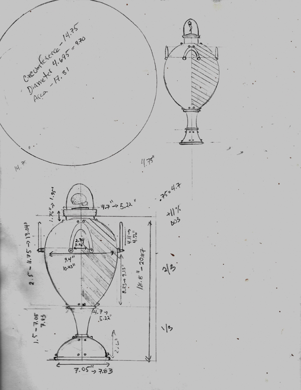 2 All pots start with a sketch; I try to match the measurements in the drawing as close as possible when creating the actual pot.