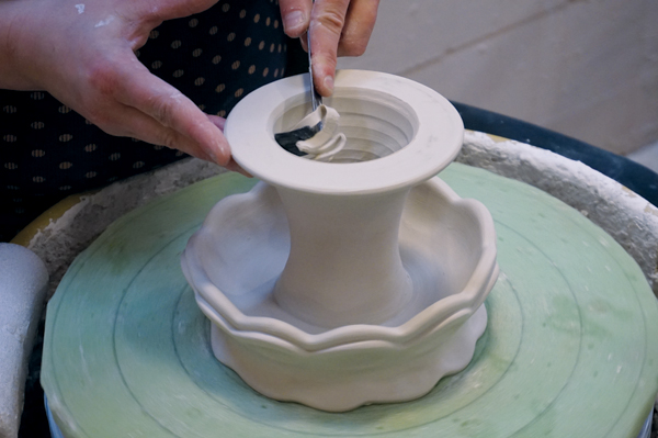 13 Attach the stem and remove any excess clay form the inside.