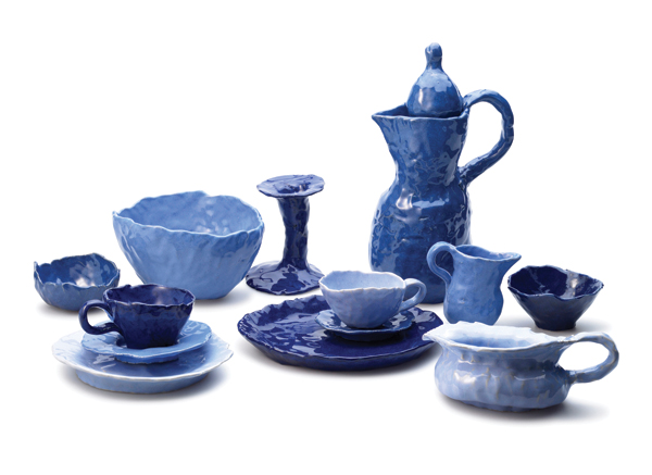 7 Claydies’ True Feelings (Dogma07) dinnerware set, porcelain, glaze, fired to cone 12, 2011. Claydies’ True Feelings (Dogma07) dinnerware set, porcelain, glaze, fired to cone 12, 2011. Photo: Morgan Morell.