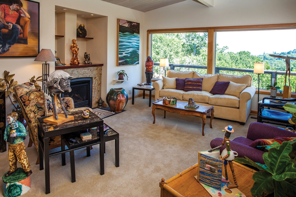 3 Living room view, in foreground Glen Takai (left), Richard Shaw (right), large Josh DeWeese vessel by the fireplace. Photo: Michael Fahey. 